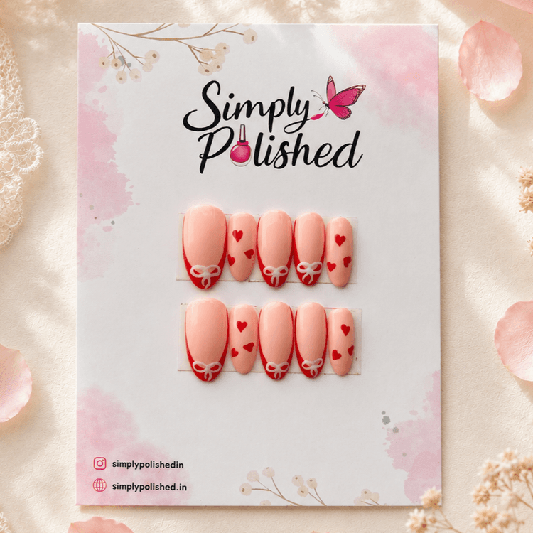 Sweetheart Bow Tips press-on nail set