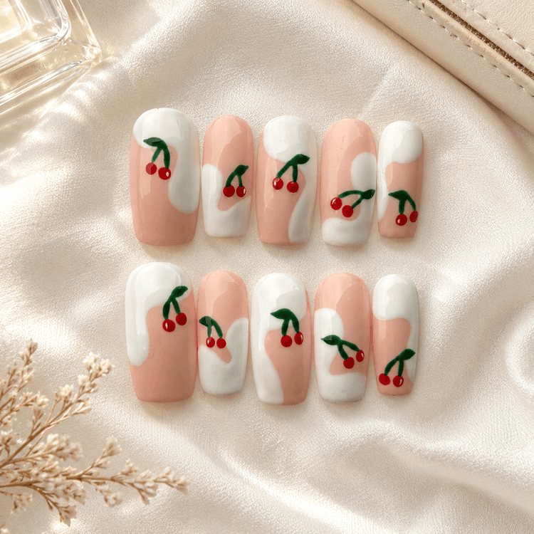 Cherry Vibes press-on nail set
