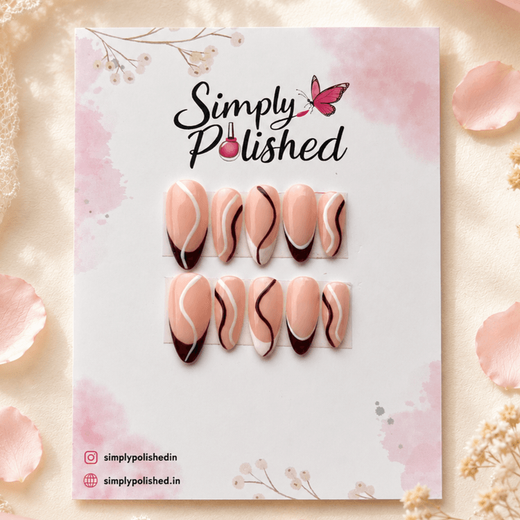 Mocha Wave French press-on nail set