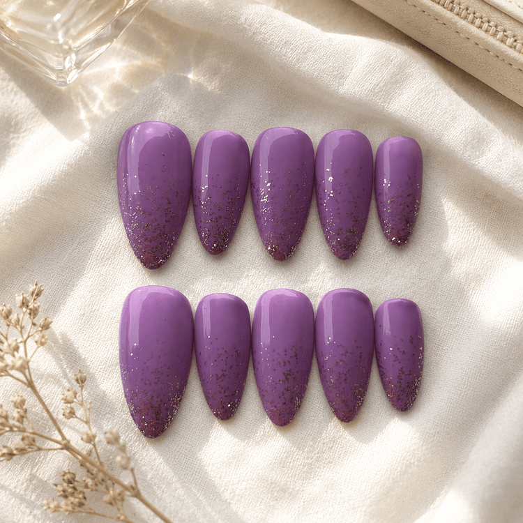 Lavender Glitter press-on nail set